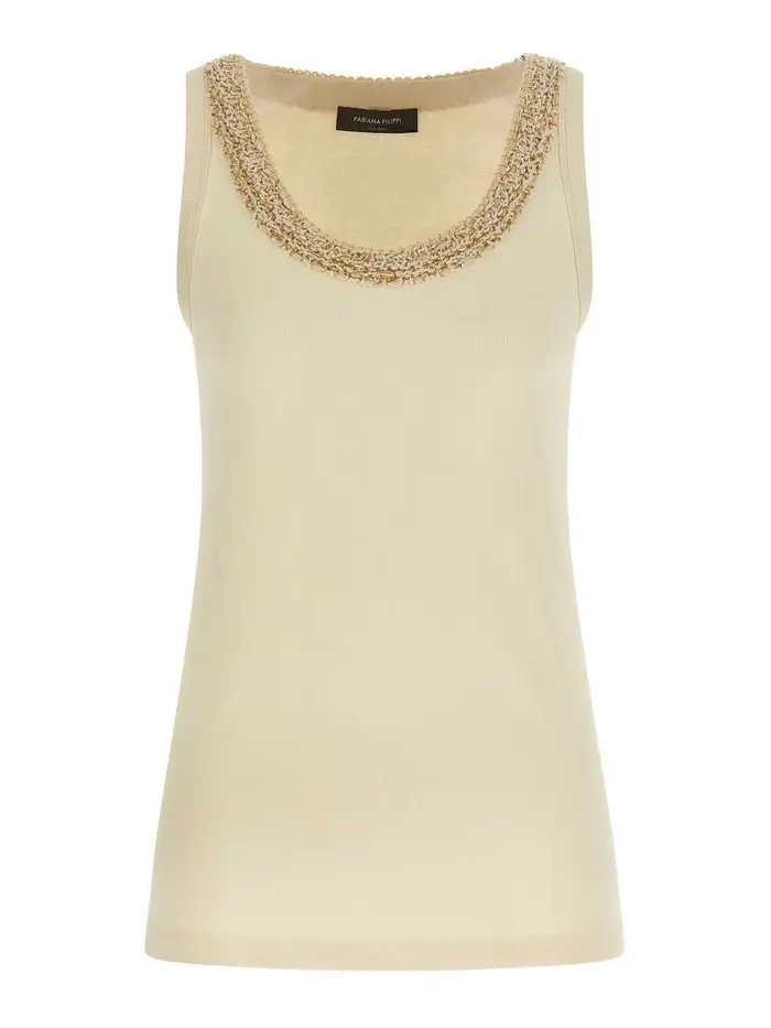 Fabiana Filippi Parte Top con inserto in tweed Beige