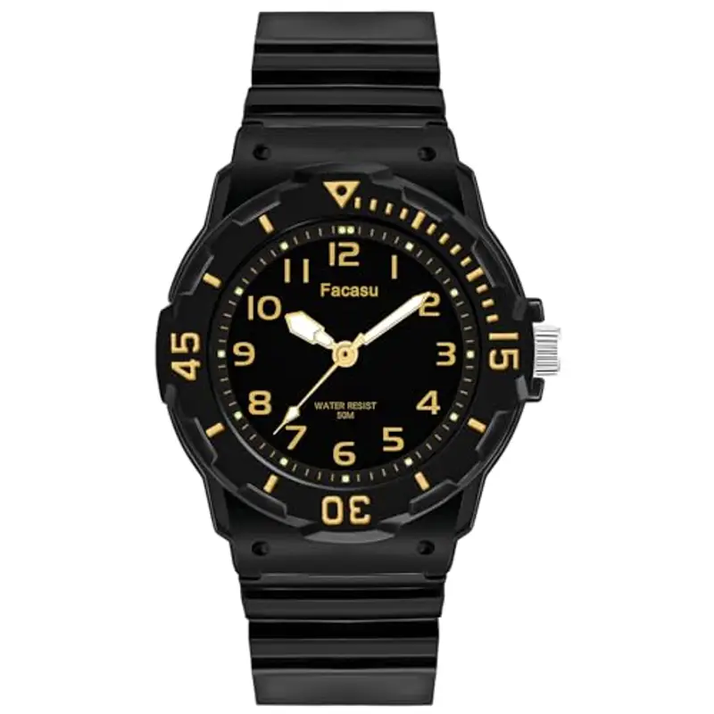 Facasu Orologio Analogico Bambini Ragazzi Ragazze, Impermeabile Fino a 50M, Cinturino Morbido Orologio Facile Leggere Imparare l'ora