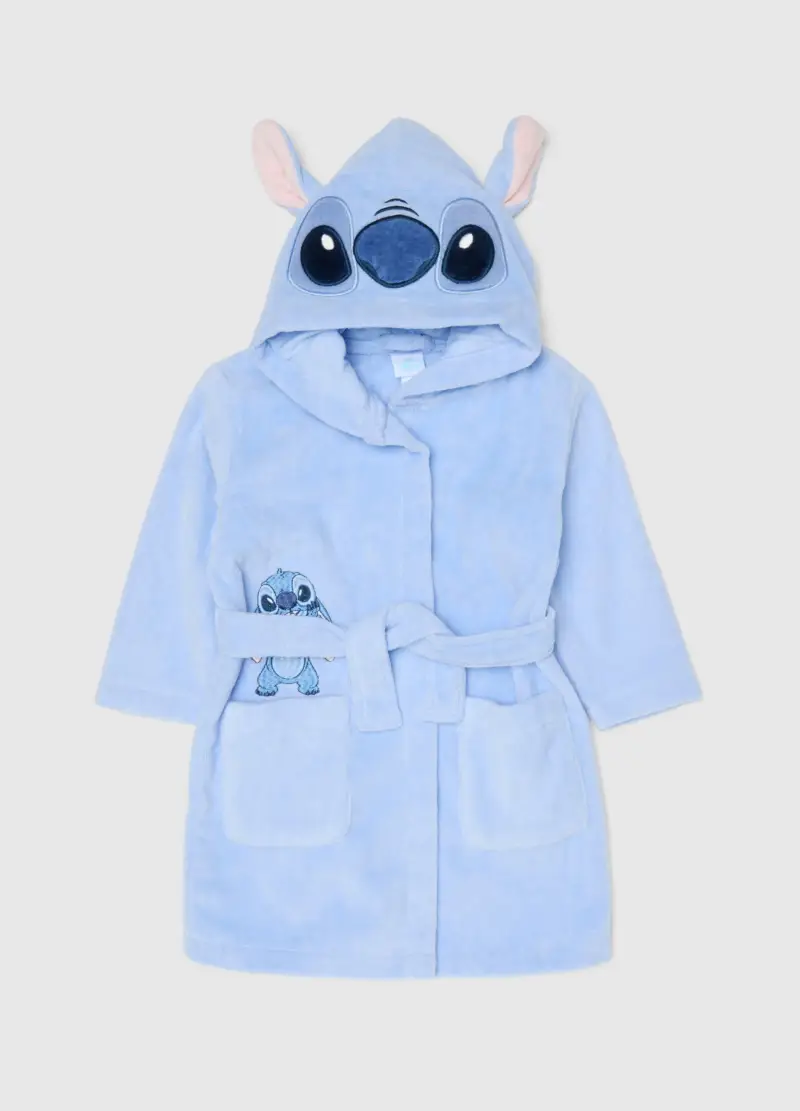 FAGOTTINO Accappatoio In Puro Cotone Azzurro Da Neonata Con Design Stitch, Bambina, Azzurro