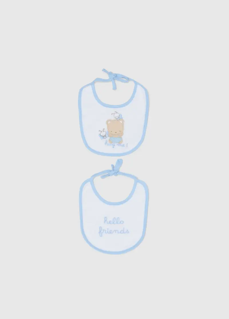 FAGOTTINO Bipack Bavette In Puro Cotone Multicolor Da Neonato Con Ricami, Multicolor, U