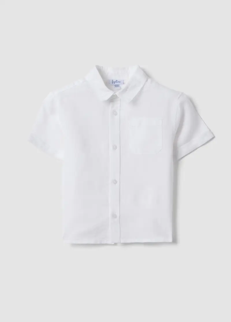FAGOTTINO Camicia In Misto Lino E Cotone Bianca Da Bimbo Regular Fit, Bambino, Bianco
