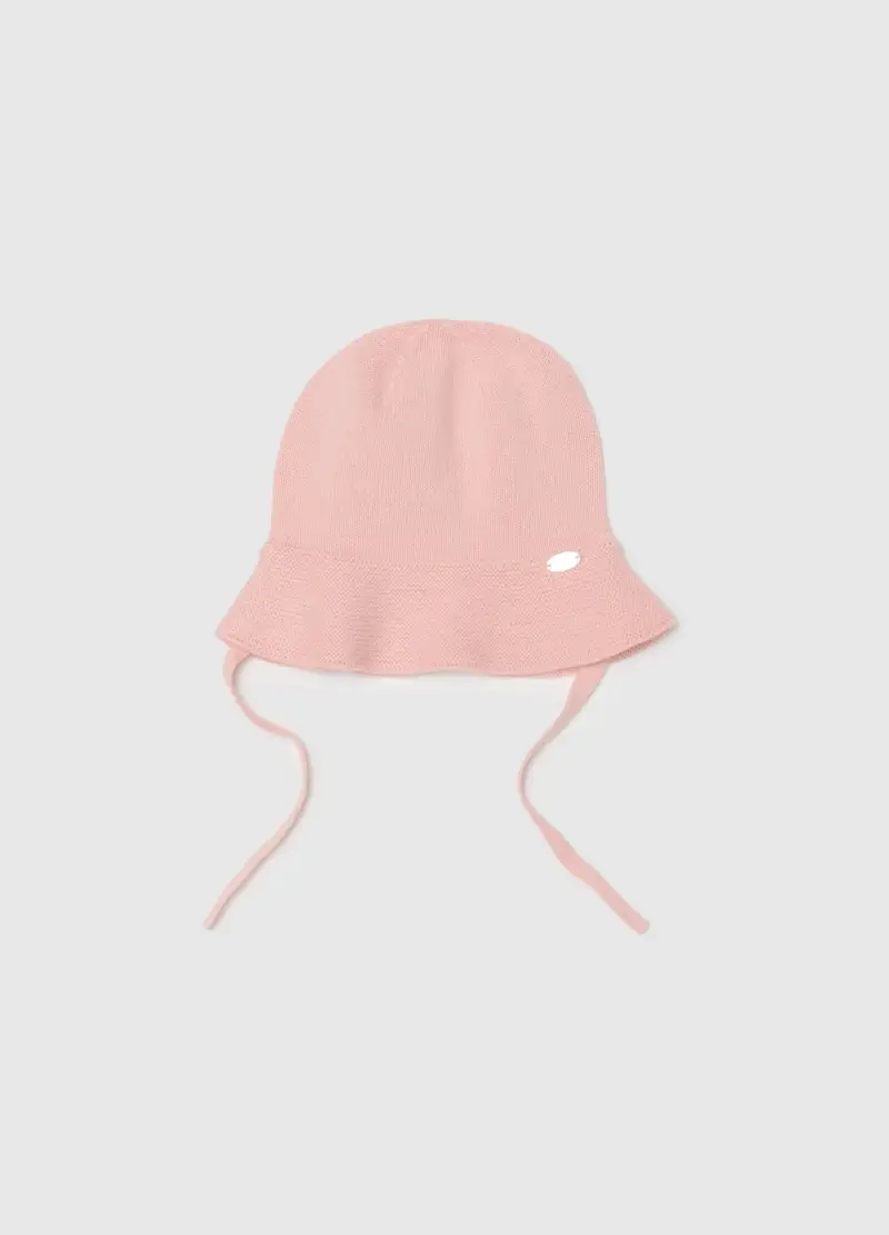 FAGOTTINO Cappello Rosa in Puro Cotone per Neonata con Lacci