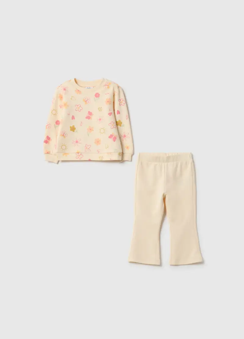 FAGOTTINO Completo Jogging In Puro Cotone Beige Regular Fit Per Bimba, Bambina, Beige