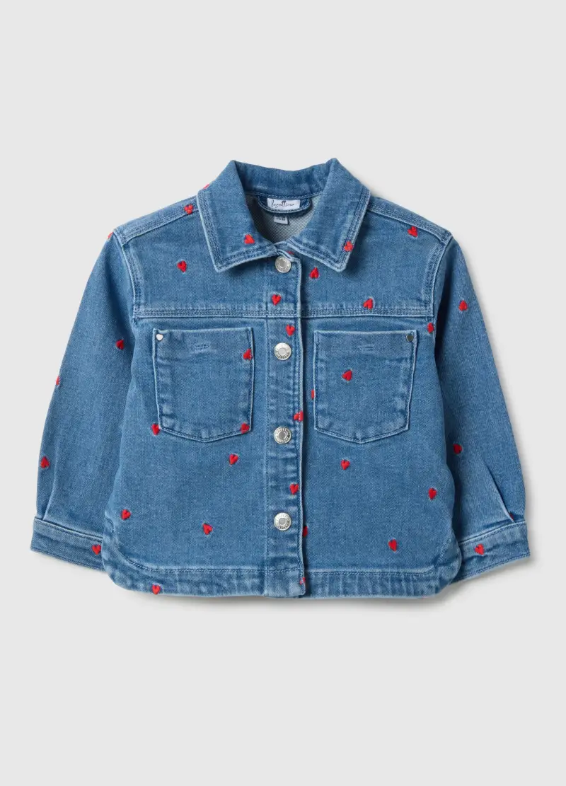 FAGOTTINO Giacca In Cotone Denim Blu Regular Fit Con Ricami Per Bimba, Bambina, Denim