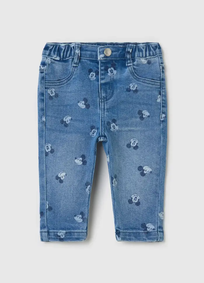 FAGOTTINO Jeans Con Stampa Topolino All-over, Neonato, Denim