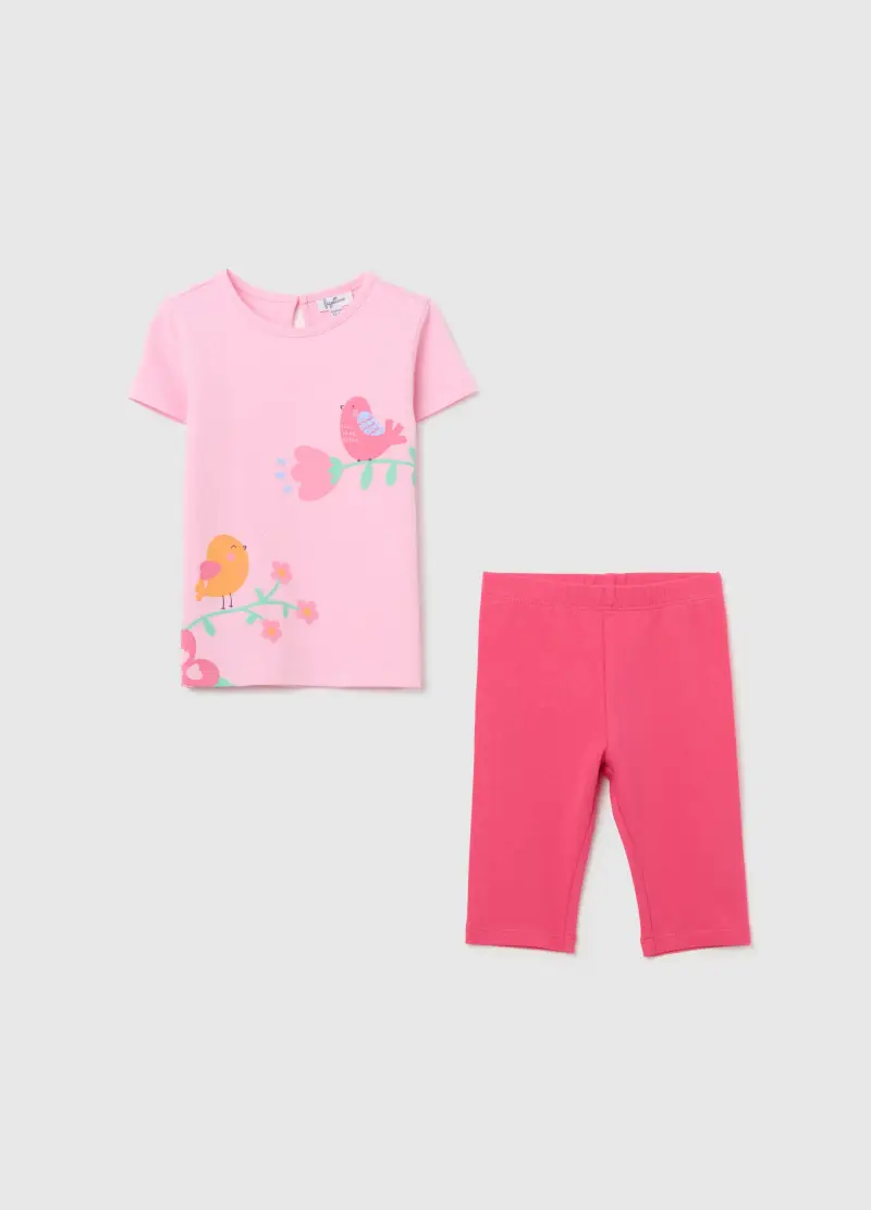 FAGOTTINO Jogging Set Con Stampa In Cotone, Bambina, Rosa