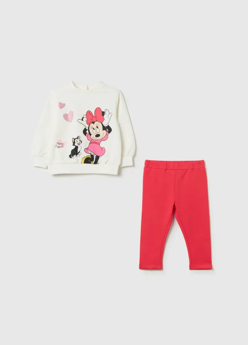 FAGOTTINO Jogging Set Con Stampa Minnie E Figaro, Bambina, Multicolor