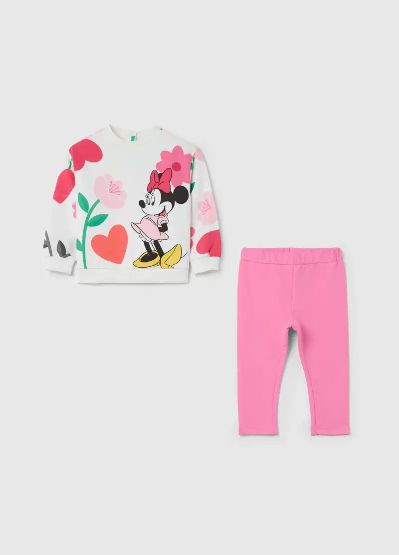 FAGOTTINO Jogging Set In Cotone Stretch Stampa Minnie, Bambina, Multicolor