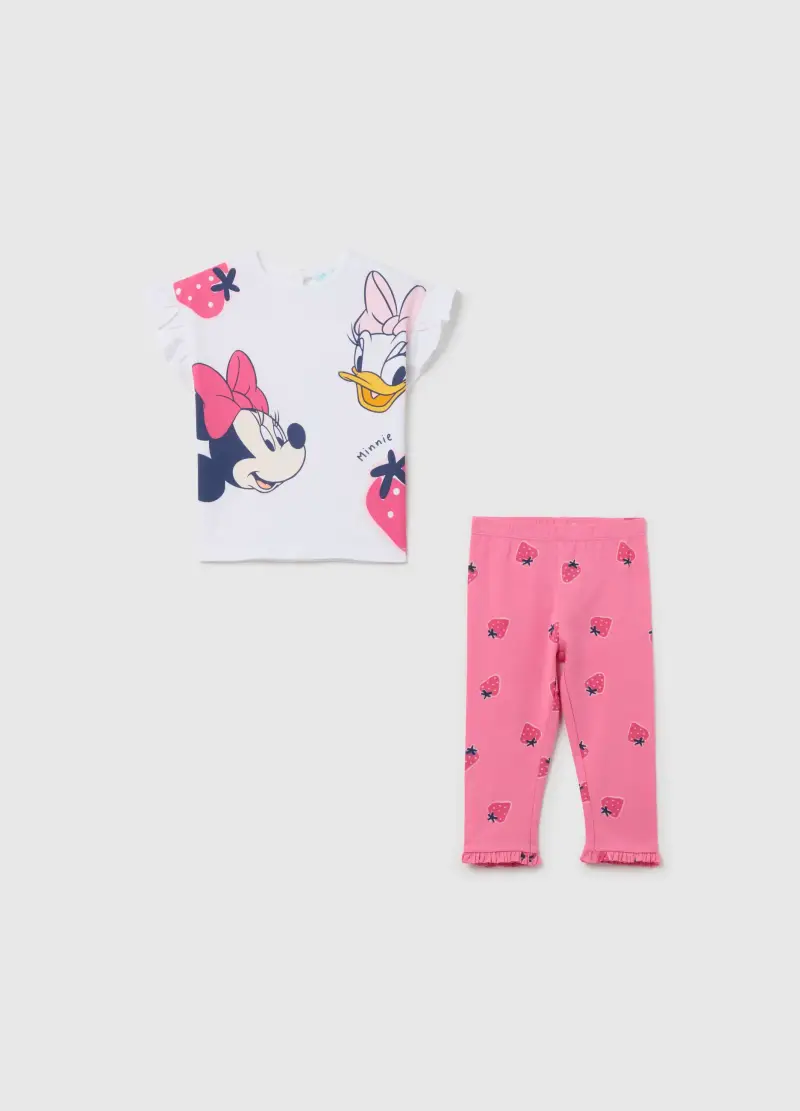 FAGOTTINO Jogging Set In Cotone Stretch Stampa Minnie E Paperina, Bambina, Multicolor