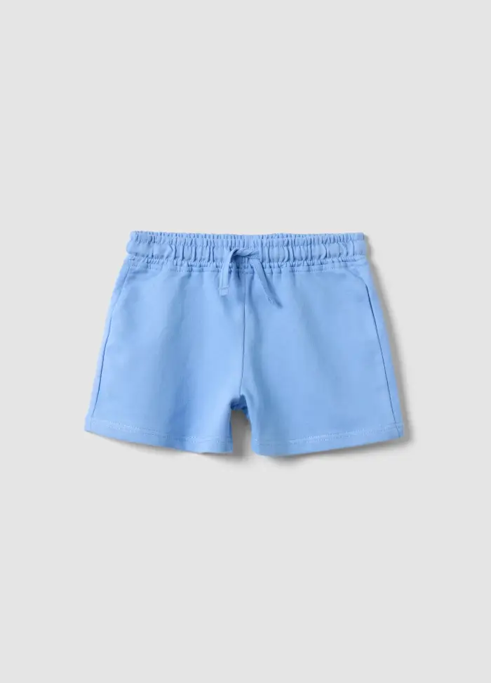 Pantaloni Corti In Puro Cotone Azzurri Da Bimba Regular Fit, Bambina, Azzurro