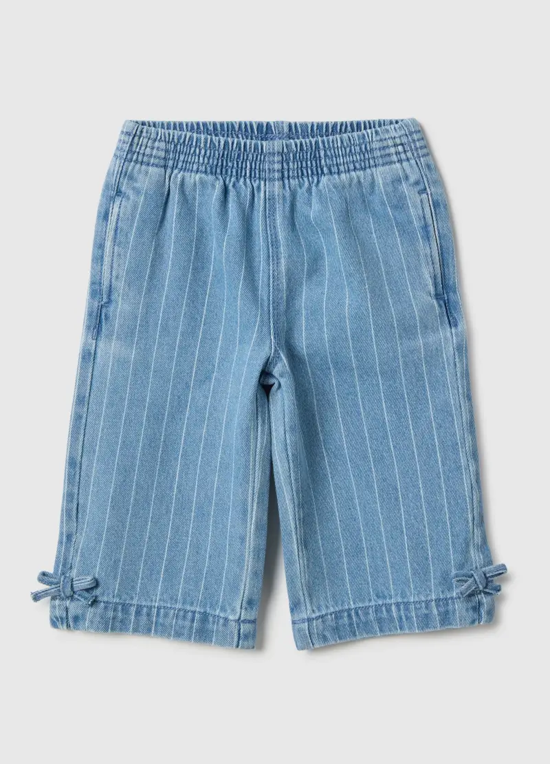 FAGOTTINO Pantaloni In Misto Cotone Azzurri Wide Leg Per Bimba, Bambina, Azzurro