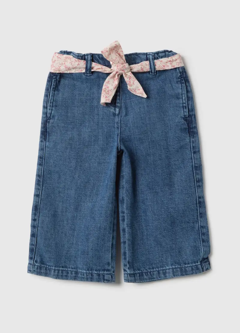 FAGOTTINO Pantaloni In Misto Cotone Blu Da Bimba Wide Leg, Bambina, Denim
