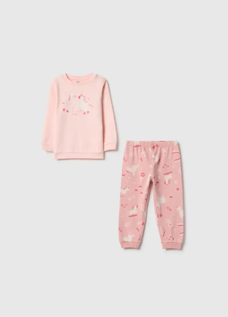 FAGOTTINO Pigiama Lungo In Puro Cotone Rosa Da Neonata Regular Fit Con Unicorni, Bambina, Rosa
