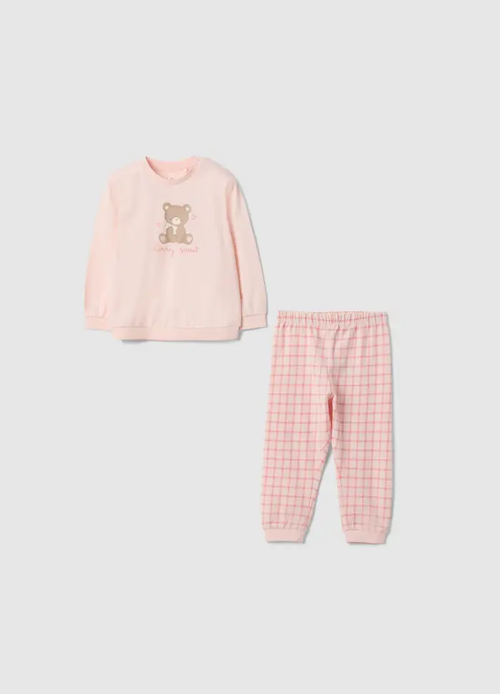 Pigiama Rosa In Puro Cotone Da Neonata Con Stampa Orsetto Regular Fit, Bambina, Rosa