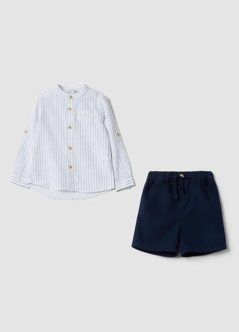 FAGOTTINO Set Camicia Pantaloncino In Misto Lino Multicolor Da Bimbo Regular Fit, Bambino, Multicolor