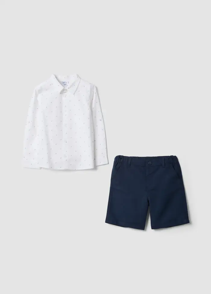 FAGOTTINO Set Camicia Shorts Multicolor In Puro Cotone Da Bimbo, Bambino, Multicolor