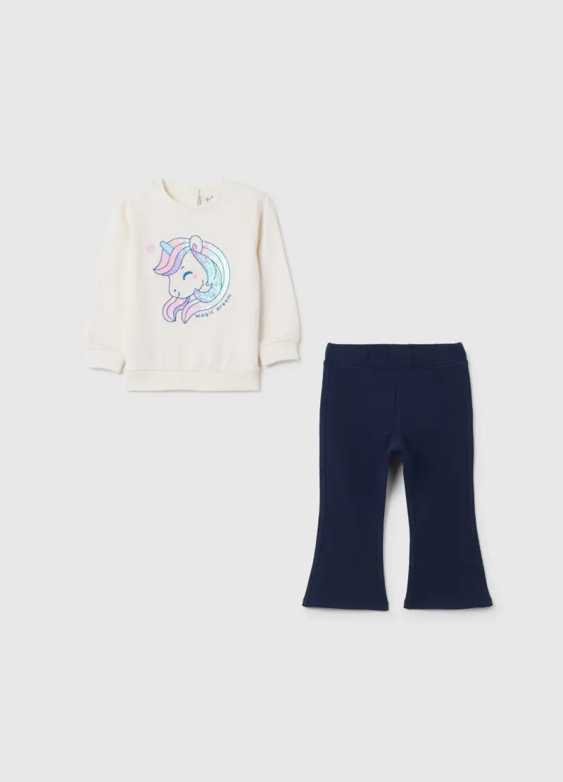 FAGOTTINO Set Da Bambina In Cotone Blu E Bianco Regular Fit, Bianco