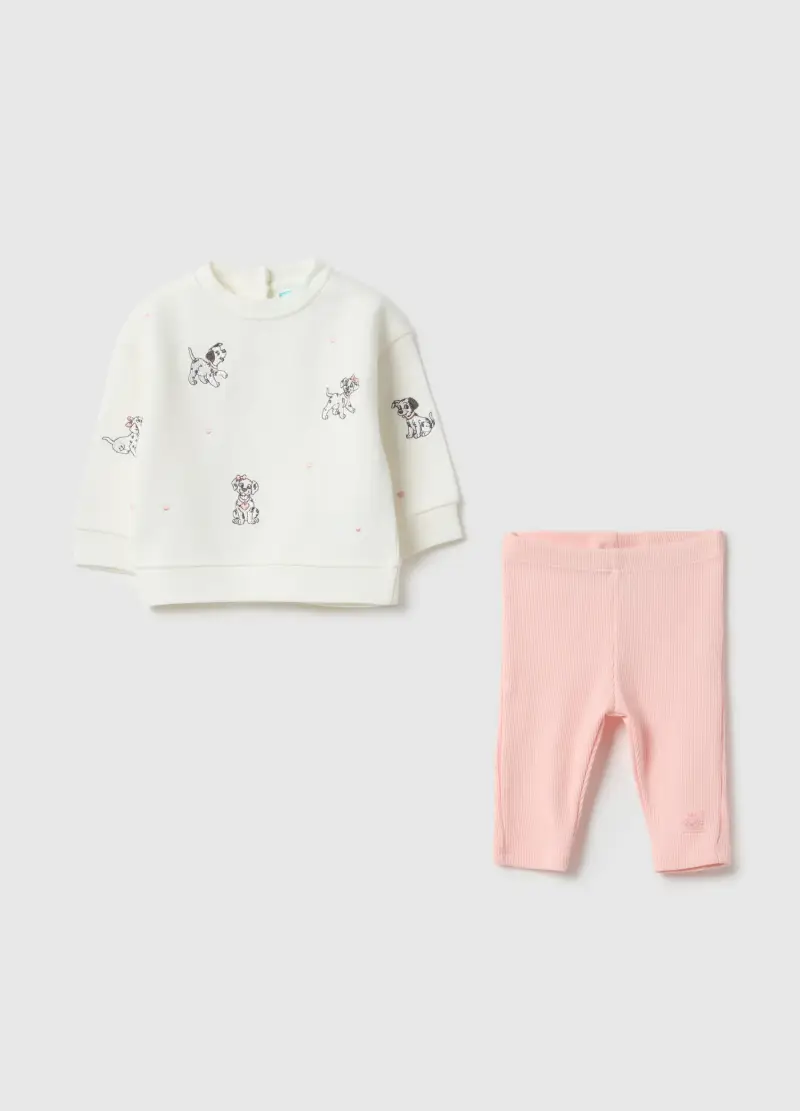 FAGOTTINO Set Felpa Pantalone Multicolor Da Neonata In Puro Cotone Con Stampa, Multicolor