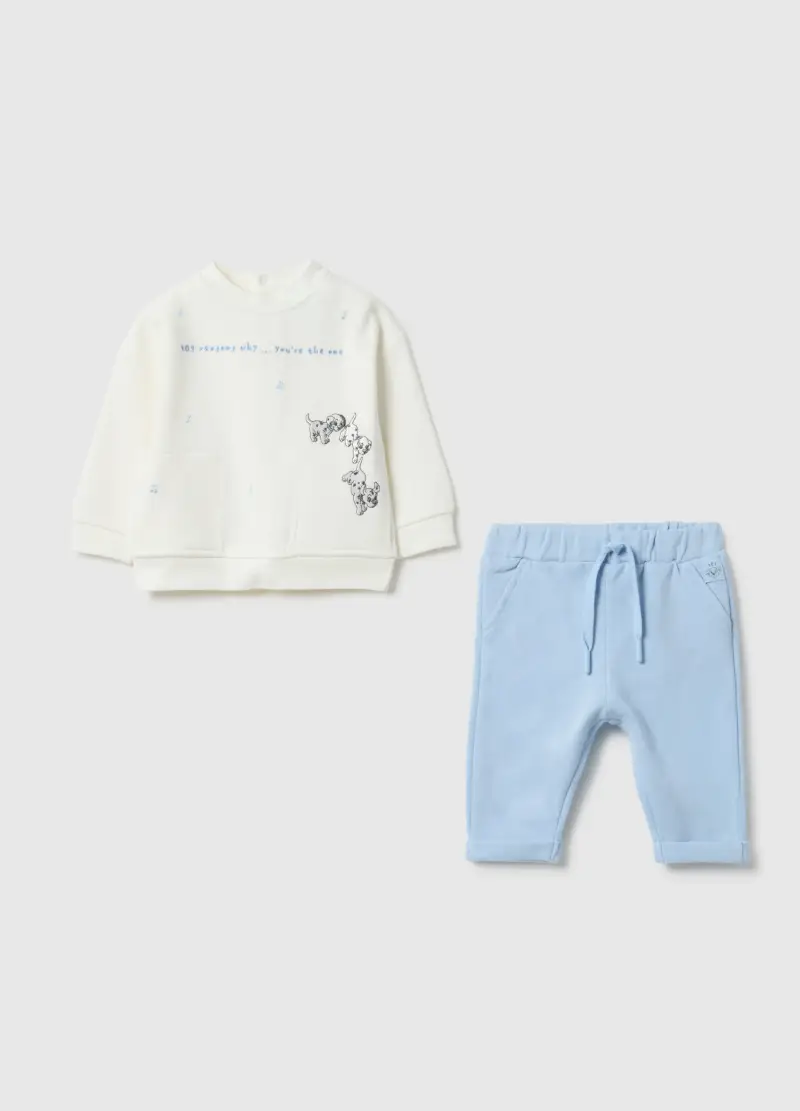 FAGOTTINO Set Felpa Pantalone Multicolor Da Neonato In Puro Cotone Con Stampa, Multicolor