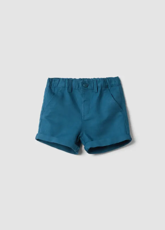 FAGOTTINO Shorts Blu In Misto Lino E Cotone, Bambino, Blu