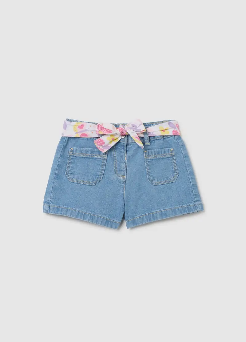 FAGOTTINO Shorts Da Bambina Blu Regular Fit Con Cintura Regolabile, Denim