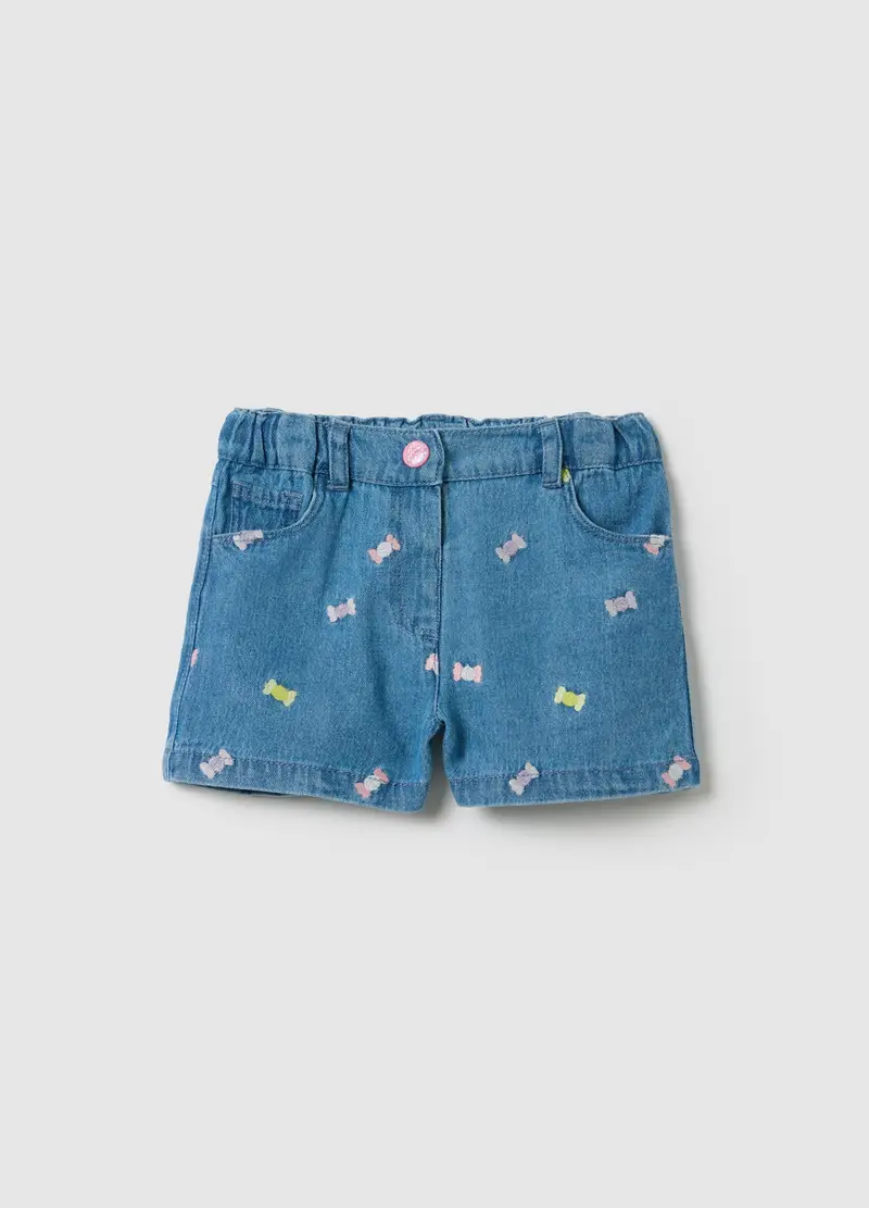 FAGOTTINO Shorts Da Bambina In Puro Cotone Denim Regular Fit, Denim, Taglia: 9