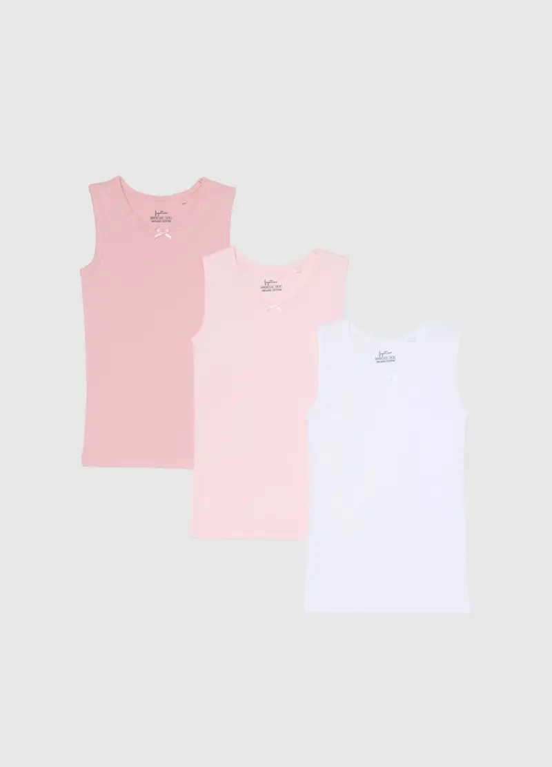 FAGOTTINO Tripack Canottiere Multicolor Da Neonato In Puro Cotone, Bambina, Multicolor