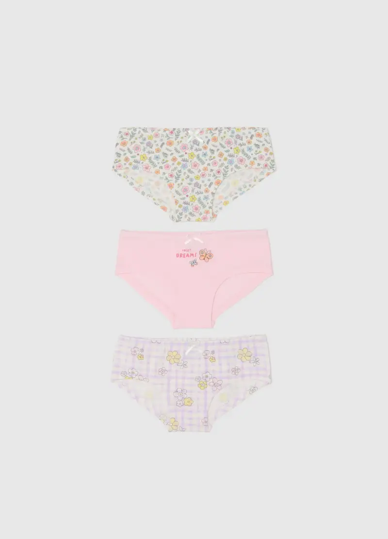 FAGOTTINO Tripack Mutandine In Misto Cotone Multicolor Da Neonata Con Fiori, Bambina, Multicolor