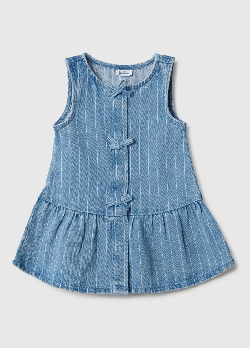 FAGOTTINO Vestito In Denim Blu Regular Fit In Misto Cotone Per Bimba, Bambina, Denim
