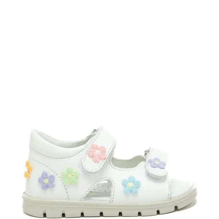Falcotto naturino sandali da bambina con decorazioni floreali in macramè all over bianchi