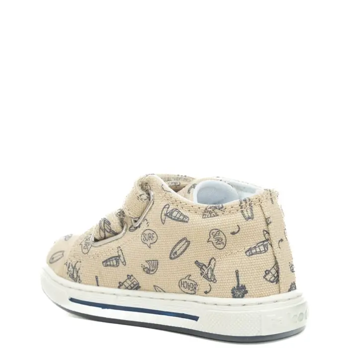 Falcotto naturino sneakers da bambino in tela con stampa a fantasia beige blu navy
