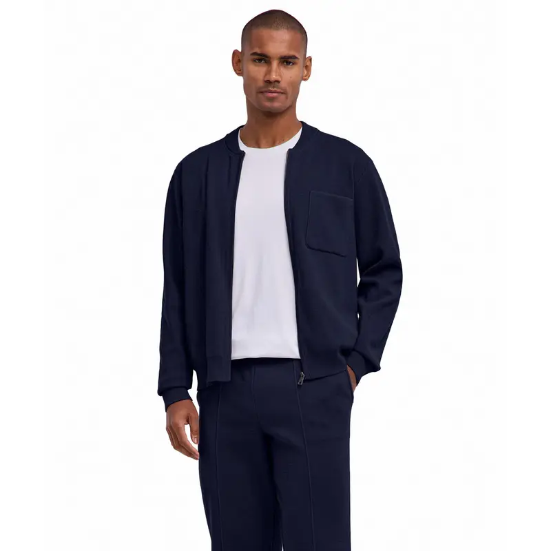 FALKE Cotton Knit Uomo Giacca con zip Blu