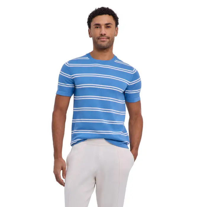 Cotton Knit Uomo T-Shirt Blu