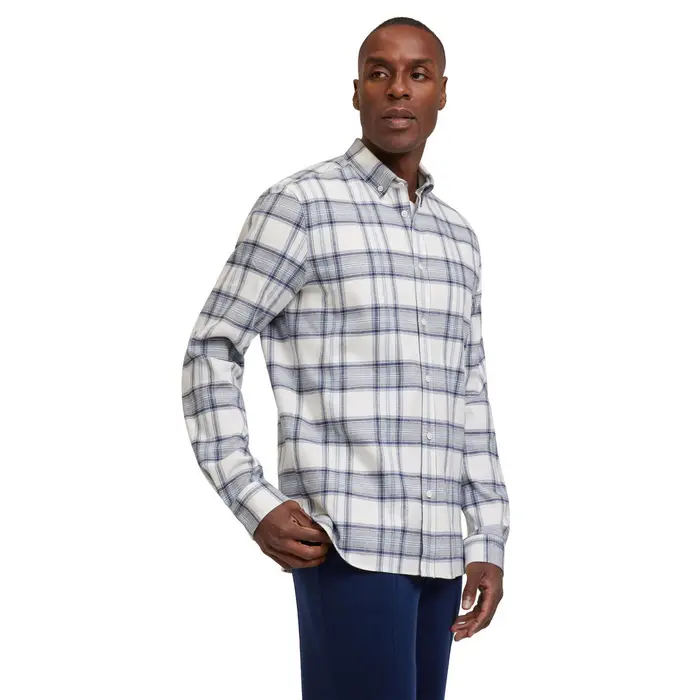Flannel Uomo Camicia Bianco