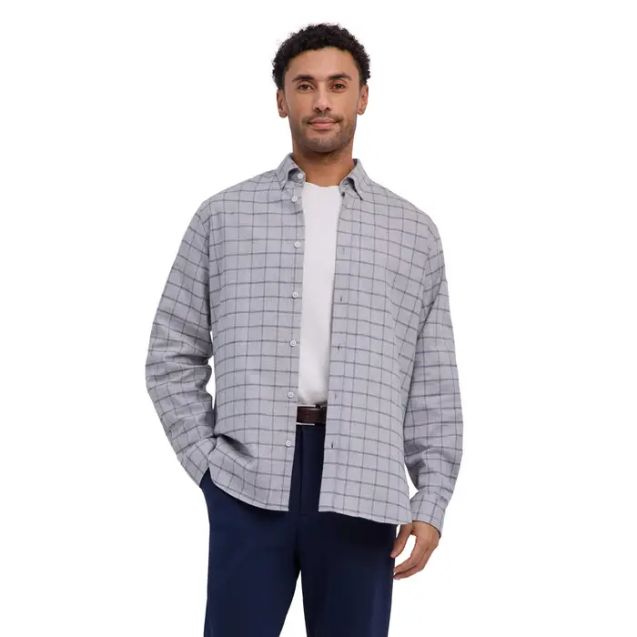 Flannel Uomo Camicia Grigio