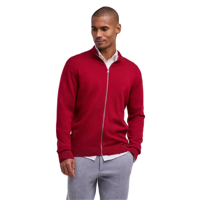 Pure Merino Wool Uomo Giacca con zip Rosso