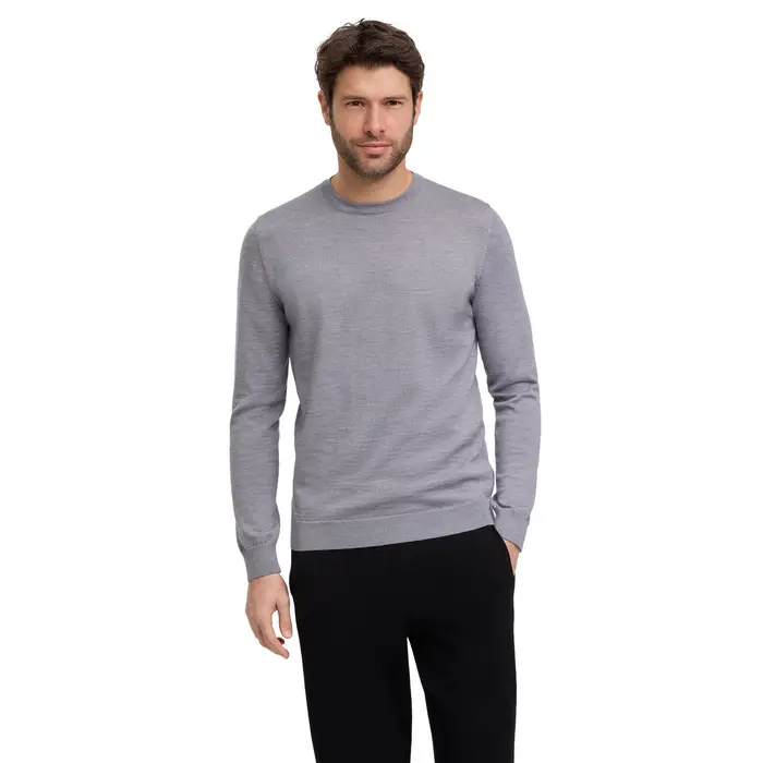 Pure Merino Wool Uomo Pullover Grigio