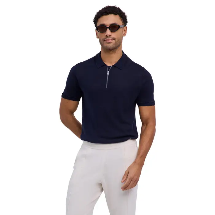 FALKE Silk Linen Uomo Polo shirt Blu