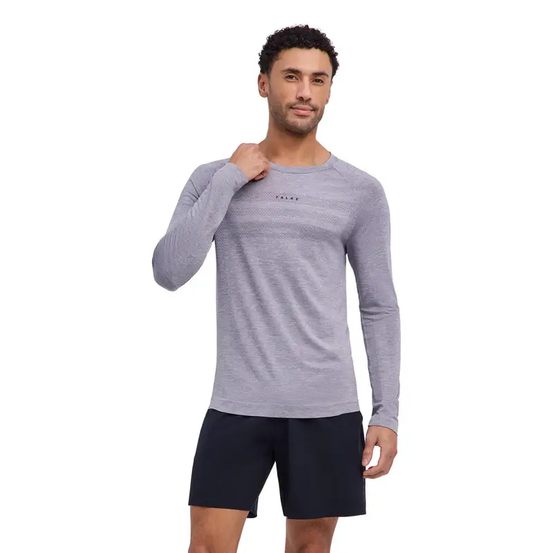 FALKE Uomo Training Maglia a manica lunga Grigio