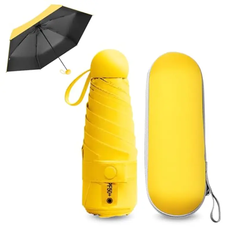 FANSEZQ Ombrello Portatile Antivento e UV, Ombrello da Viaggio Ultraleggero e Compatto, Impermeabile - per Escursioni