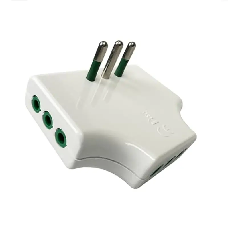 Fanton Adattatore salvaspazio da spina piccola 10A a 3 spine piccole 10A, colore bianco