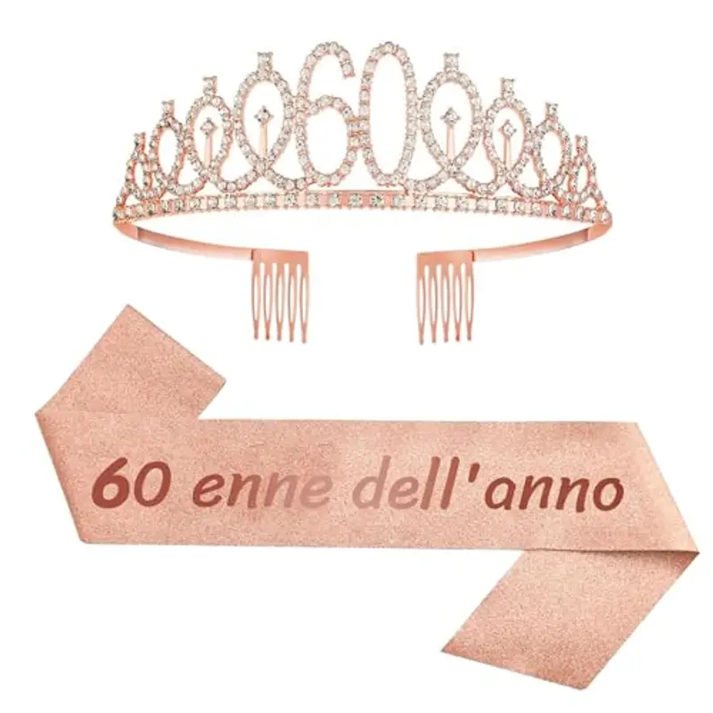 jenich Fascia in Italiano 60 Anni di Compleanno Donna Tiara Corona Decorazioni Addobbi