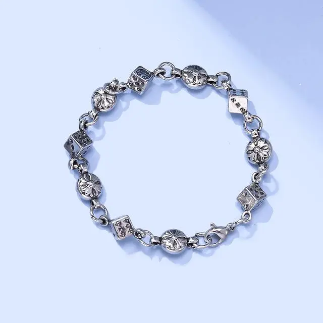 Braccialetto alla moda in acciaio inossidabile con croce a forma di piccolo quadrato per uomo e donna, accessorio per abbigliamento, gioielli in stile punk 18cm nero