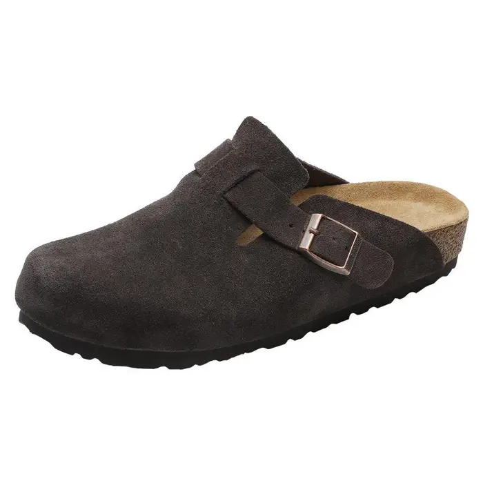 FashionFlair Zoccoli Unisex BK Pure in Pelle Originale con Suola Spessa in Sughero, Ciabatte Casual High-End Peep-Toe