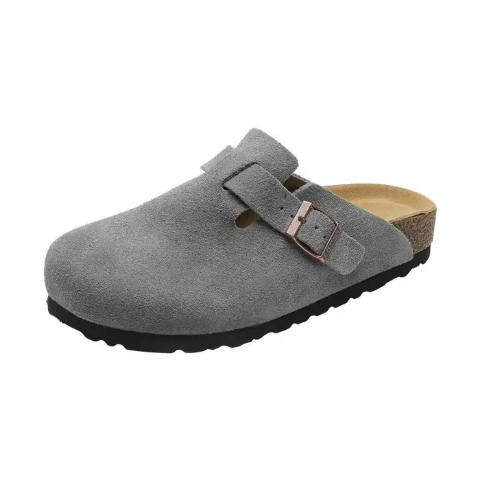 FashionFlair Zoccoli Unisex BK Pure in Pelle Originale con Suola Spessa in Sughero, Ciabatte Casual High-End Peep-Toe