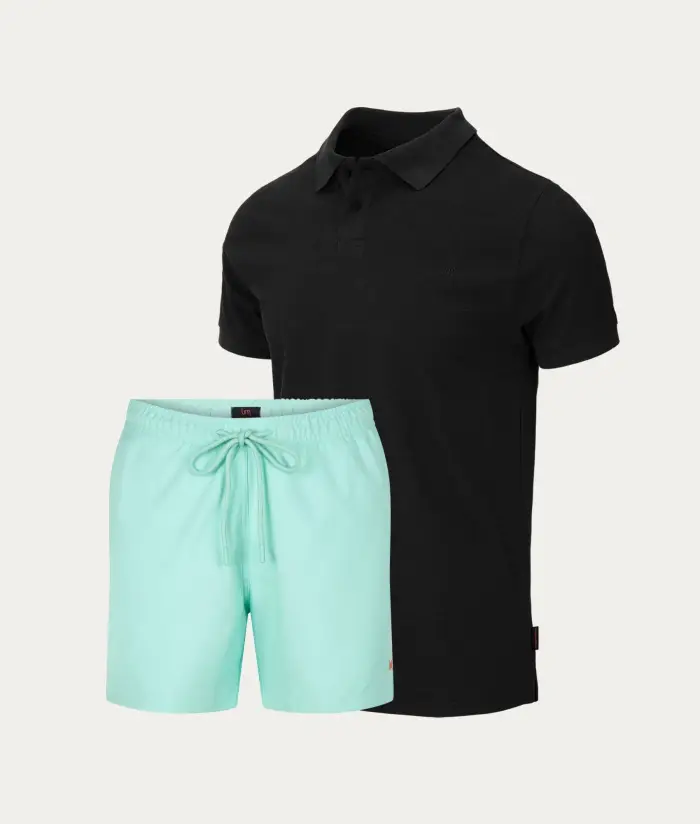 Polo Nero + Costume da Bagno Verde Menta