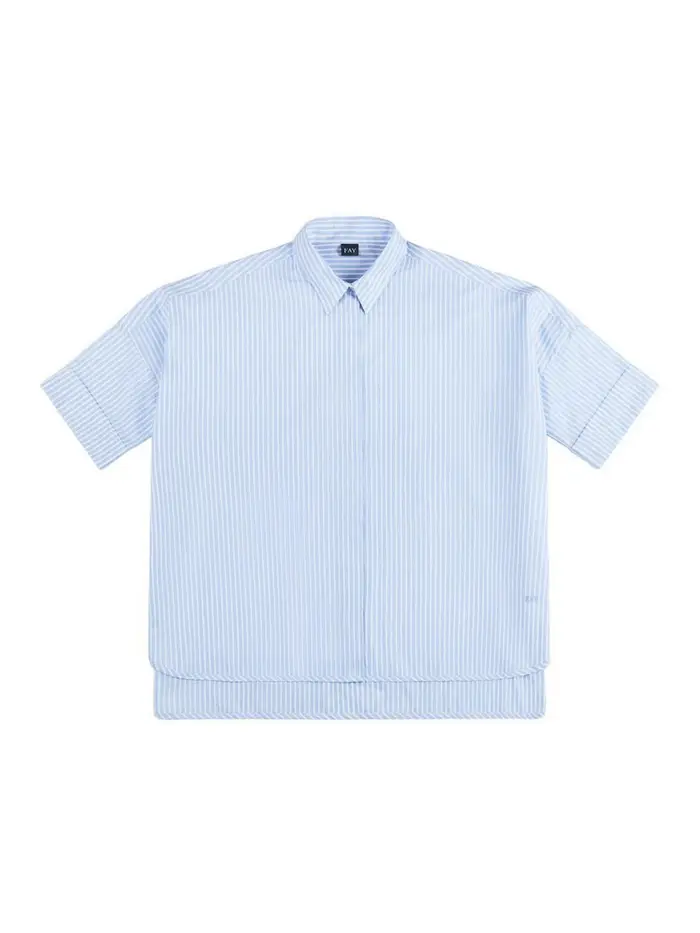Fay Camicia In Cotone Stretch Rigato Blu