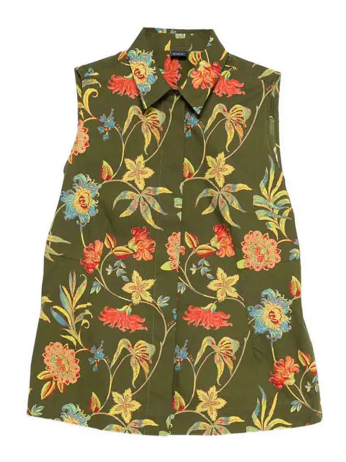 Fay Camicia Senza Maniche In Cotone Verde