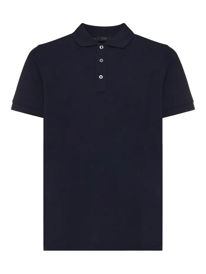 Fay Stretch Pique Polo Blu