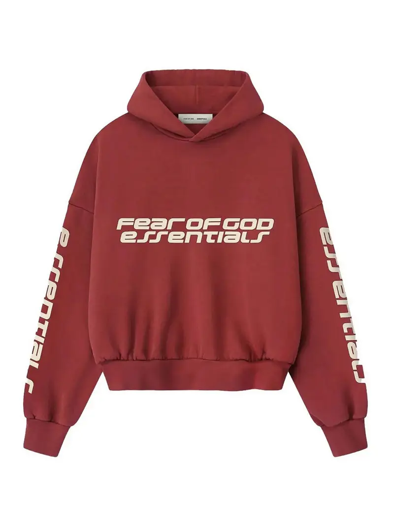 Fear Of God Felpa con cappuccio comoda e corta Rosso